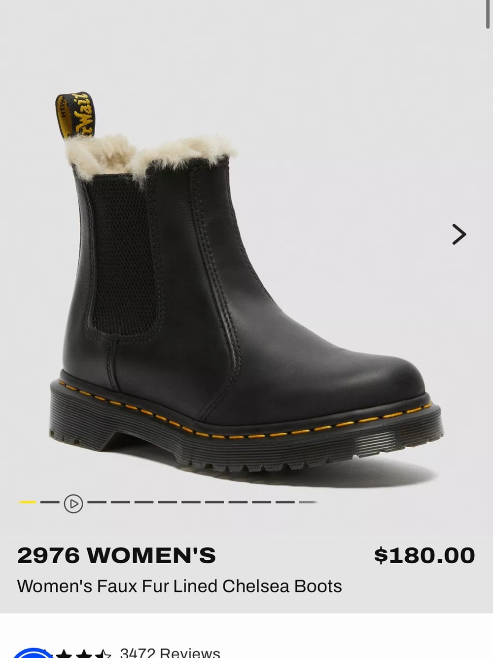 Dr. Martens Black Chelsea Boots with Cream Faux Fur Collar